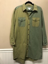 Style & Co Green Colorblock Shirt Dress Size L NWT