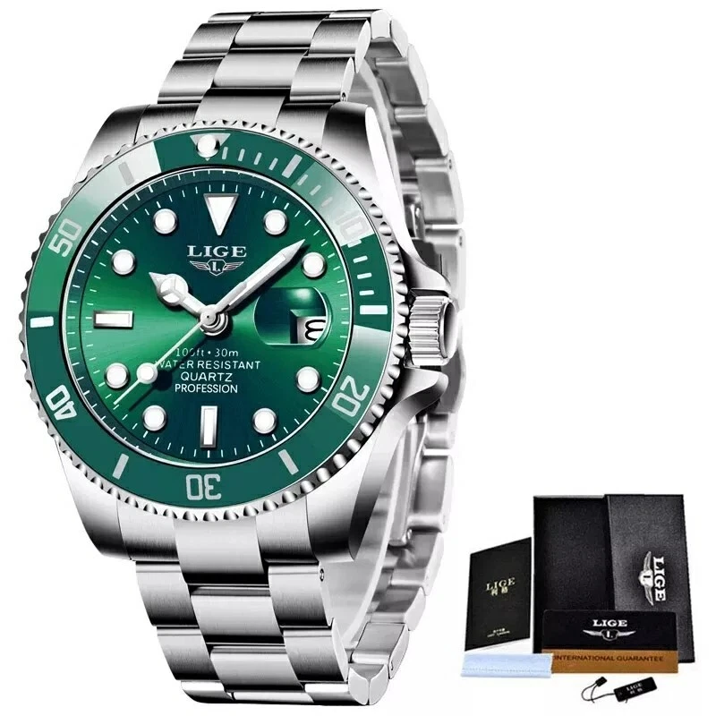 Lige Men s Fashion Watch Analogue Quartz Waterproof Stainless