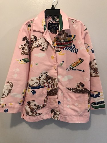Nick & Nora Girls Pink Pajama Top Sz Small 6X Cute Retro Print!