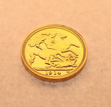 1914 KING GEORGIVS V 24K GOLD PLATED SOVEREIGN COININ PROTECTIVE PLASTIC CASE