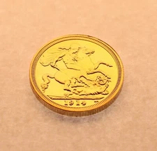 1914 KING GEORGIVS V 24K GOLD PLATED SOVEREIGN COININ PROTECTIVE PLASTIC CASE