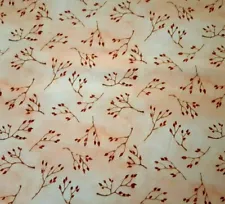 P&B Textiles Winter Snowmen Wreaths BTY Michelle Palmer Branch Pale Tan Coral 