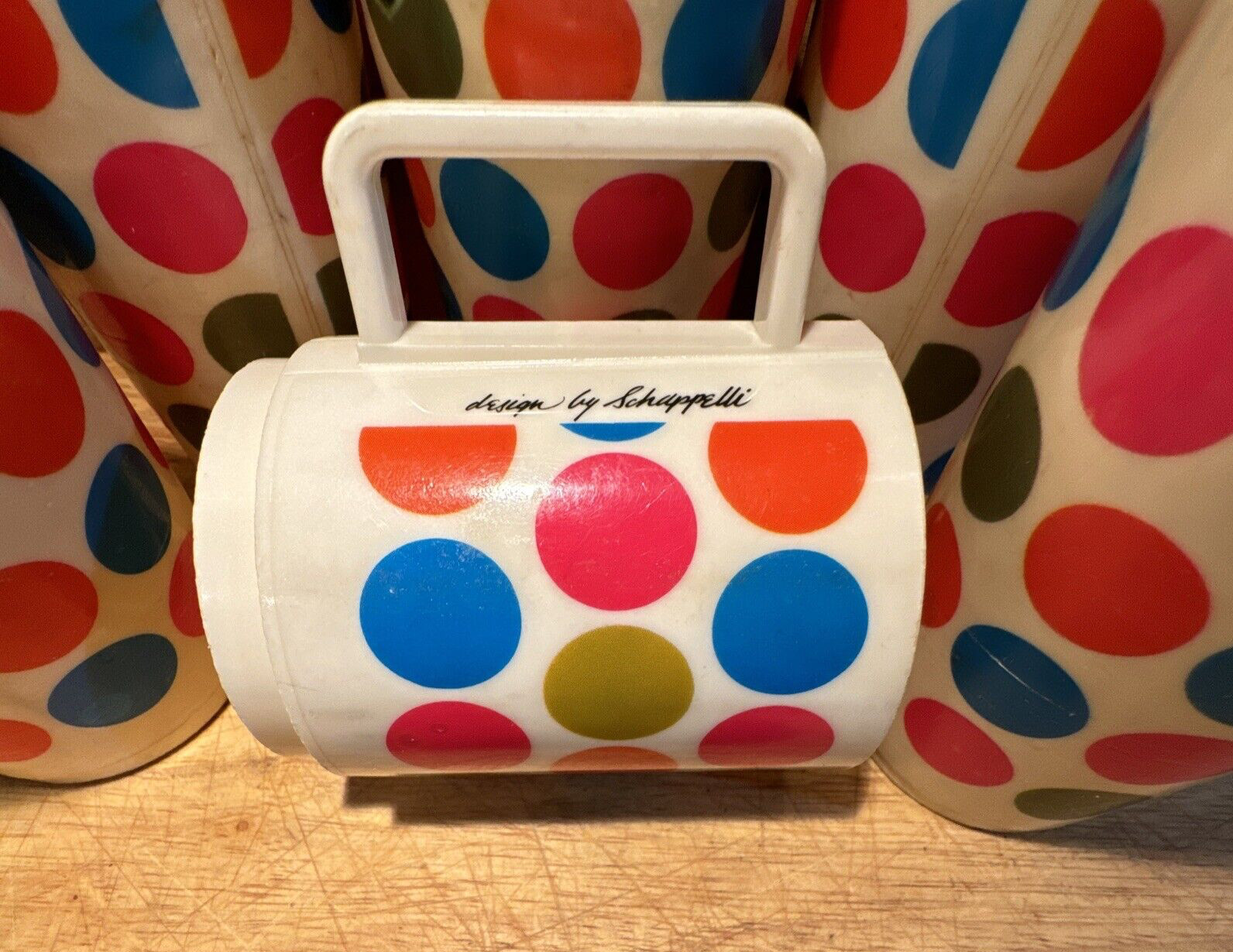 VTG Deka Plastics Tumblers & Mug 1969 Inspired By Alexander Girard Pop Art? Prop