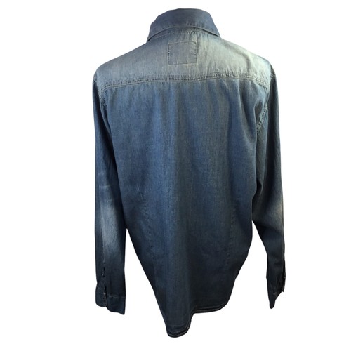 Ditch Plains Chambray Western Shirt Men's XL Long Sleeve Denim Fade Cowboy - Picture 6 of 8