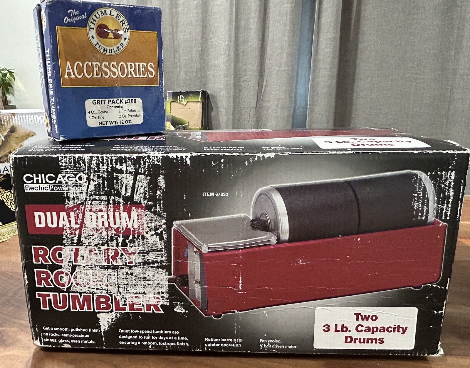 Chicago electric power tools dual drum rotary rock tumbler New Open