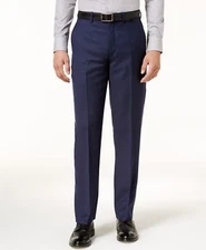 RYAN SEACREST Distinction Dress Pants Blue Wool Blend Modern Fit Men's 33/32 $17