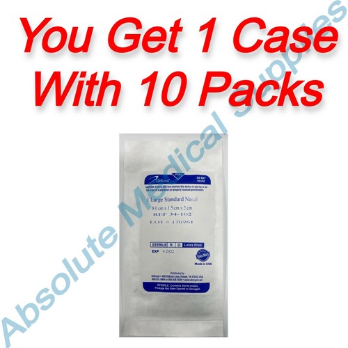 *10-Packs*DeRoyal Large Standard Nasal Dressing 8cm x 1.5cm x 2cm Sterile 34-102 - Picture 1 of 3