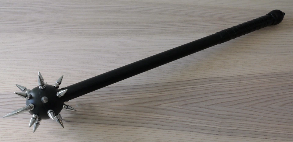 "Maza bola medieval con púas plateada estrella de la mañana cromo negro 36"" club de la Edad Media" Foto 4 de 4