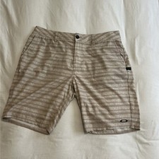 Oakley Men's Hybrid Board Shorts Size 34 Khaki Stretch Surf Unlined