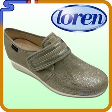 SCARPA LOREN LEGGERA COLORE BEIGE ELASTICO VELCRO® PIANTA LARGA CALZATA  L S8624