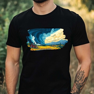 T-Shirt Herren Tornado Landschaft Motiv Baumwolle Größe XS bis 5XL