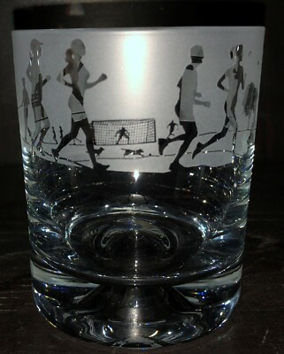 Animo Glas - SANDGESTRAHLTER FRIEZE WHISKY WHISKEY TUMBLER GLAS - RUNNING PARK RUN