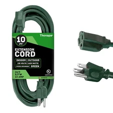 13 Amp Outdoor Extension Cord 10 ft 16/3 SJTW 10ft Green Extension Cord 3 Pro...