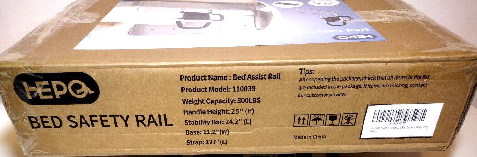 HEPO Bed Safety Rails for Elderly with Double Handles and Storage Pocket