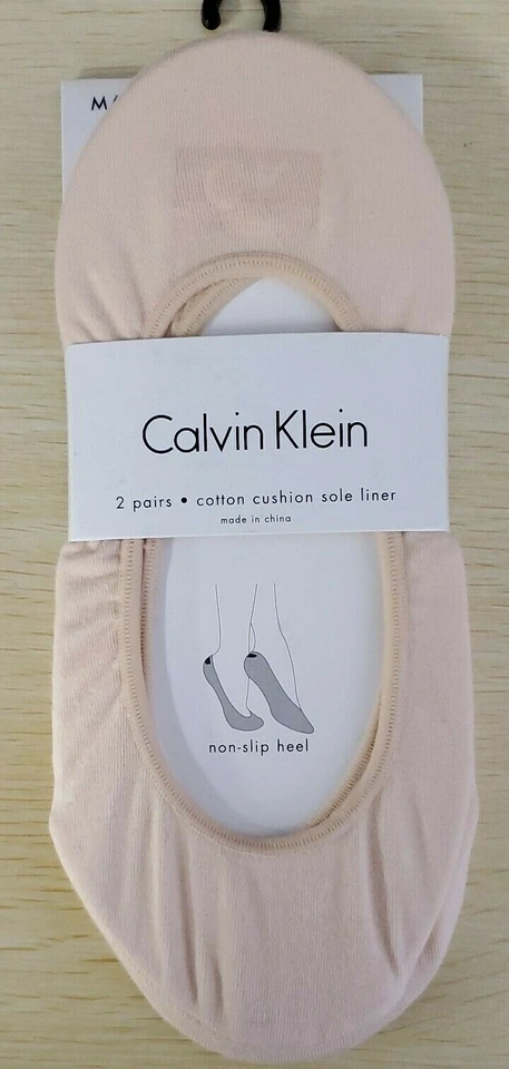Calvin Klein 2 Pares Algodón Cojín Suela Forro Beige Mediano Grande 8-10 Foto 3 de 4