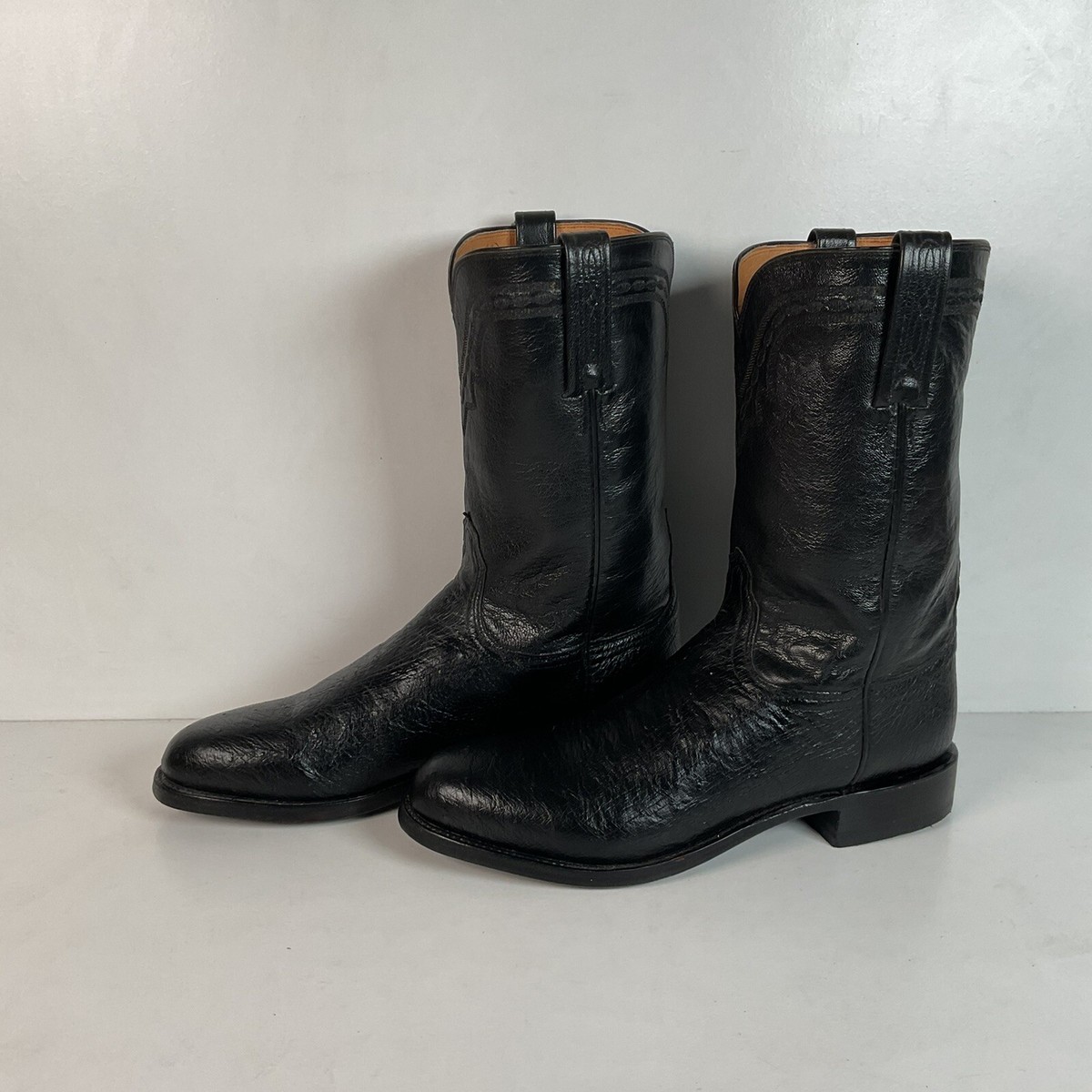 Lucchese 2000 Ostrich Boots Exotic Handmade Leather Roper 12\