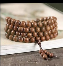 Gold Sandalwood Buddhist Prayer Beads Bracelet Necklace 108/ 8mm