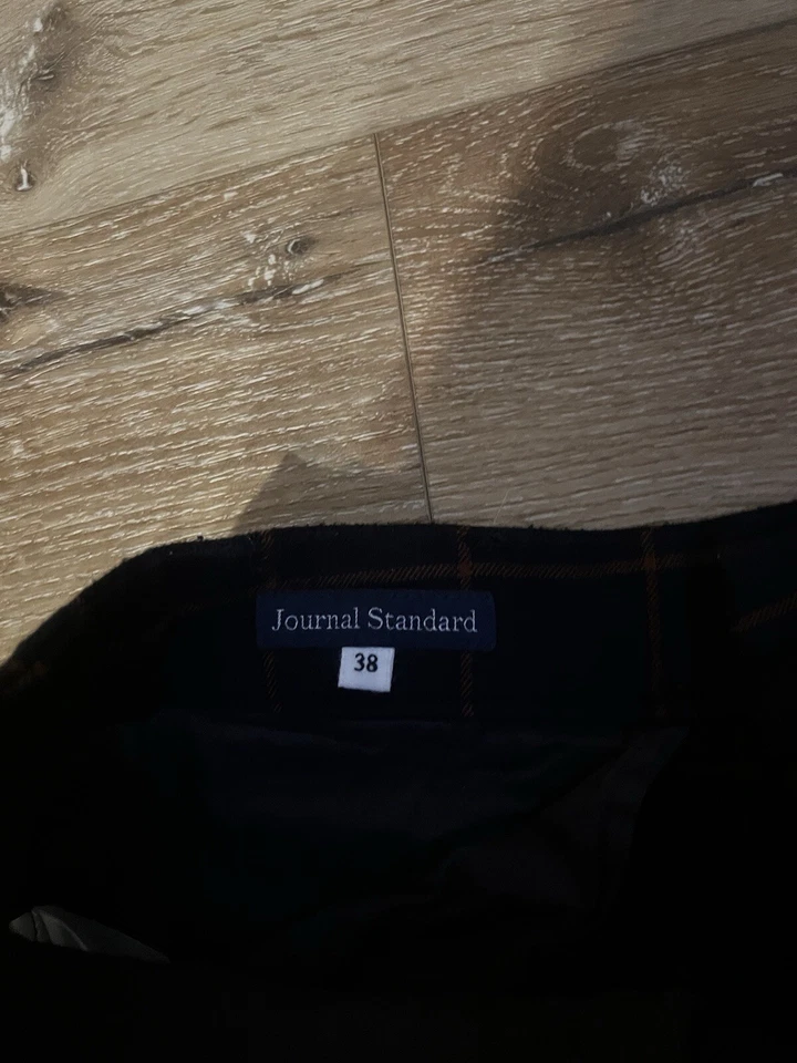 Pantalones de pierna recta de lana a cuadros multicolor Journal Standard para mujer talla 38 Foto 3 de 3