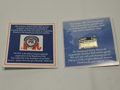 Lot of 2 -- 2007 Republican Presidential Victory Team and 2005 Rnc Elephant Pin