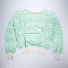 Courreges Paris Seafoam/White Green Pull Over Sweater Vintage Small Size 00