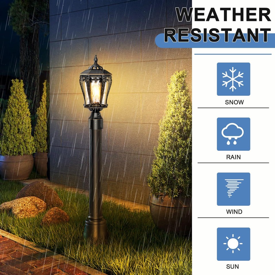 Outdoor Post Lights with Pier Mount Base,Dusk to Dawn Lamp Post Light