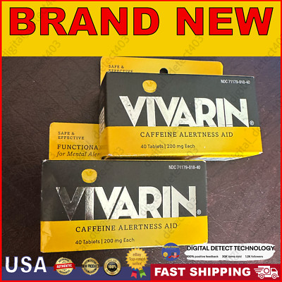 Vivarin Caffeine Alertness Aid, 200mg - 40 Tablets Each( 2 Pack ) Exp 11/26 NEW