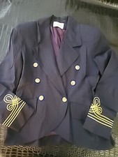 Kirkland Hall Sz 4 Blue Double Breasted Military Gold Button Blazer Jacket