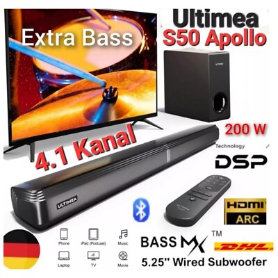 Soundbar für TV Wireless Subwoofer 4.1 200W Ultimea Apollo S50 BT ARC HDMI USB