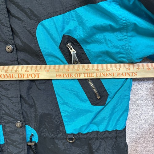 Vintage Helly Hansen Ski Jacket - Ladies Sz 16 Black/Turquoise Nylon Poly - Picture 3 of 9