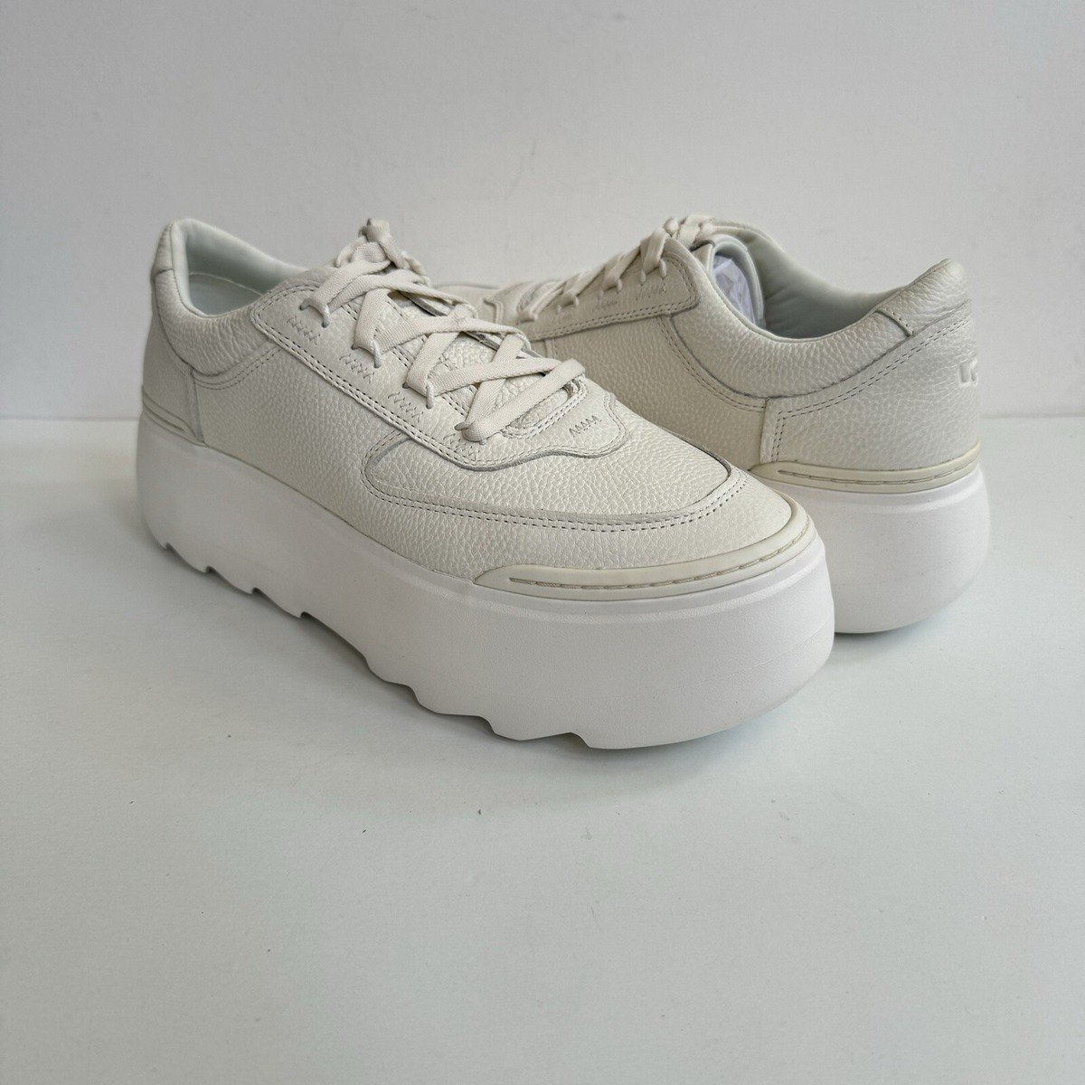 UGG MARIN MEGA LACE 22.5センチ ホワイト UGG MARIN MEGA LACE PLATFORM WHITE LEATHER SHOES US 12 / EU