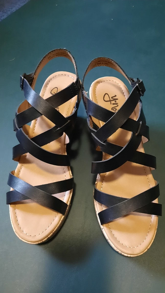 Flat black shop strappy sandals