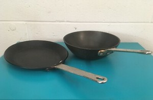 Pans Wok 8" Omelet 10" Commercial Aluminum Cookware Company 2 Piece Lot