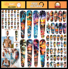 48 Sheets Waterproof Temporary Tattoos - Tropical Beach Party Stickers, Floral D