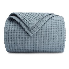 100 Cotton Waffle Weave Throw Blanket Pacific Blue 50x60 Inch Decor