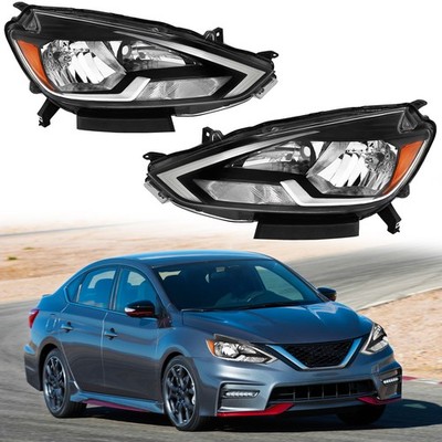 For 2016 2017 2018 Nissan Sentra Headlights Headlamps Halogen Pair Left+Right