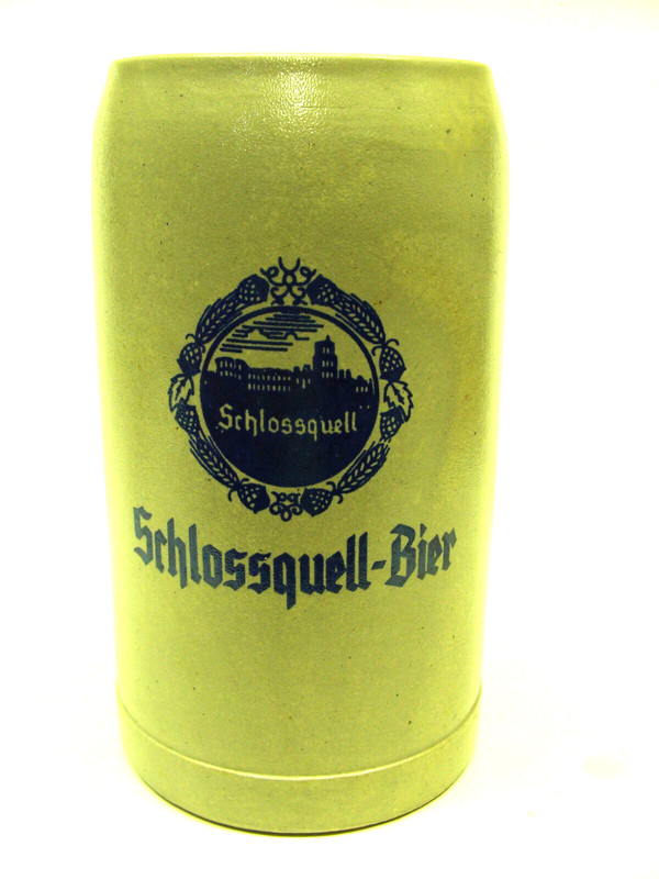older 1960s German beer mug Schlossquell brewery Heidelberg Germany 1 lt