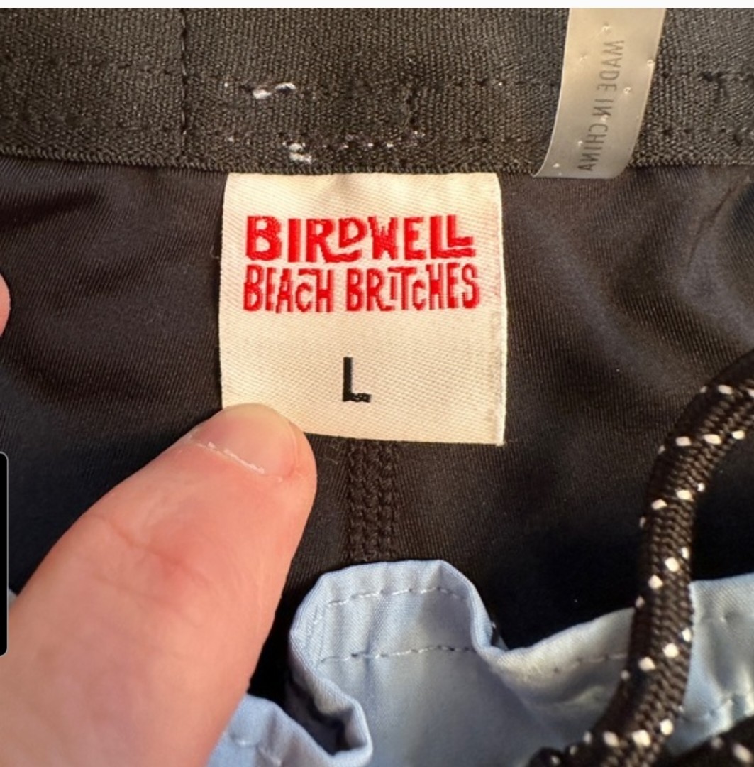 BIRDWELL Wright Lined Light Blue Drawstring Short… - image 3