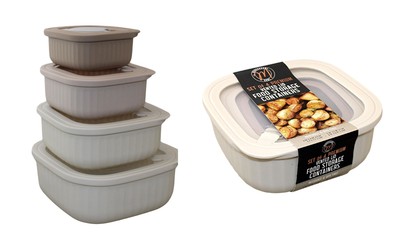 Set of 4 BPA-Free Square Food Storage Containers Vented Lids Assorted Sizes