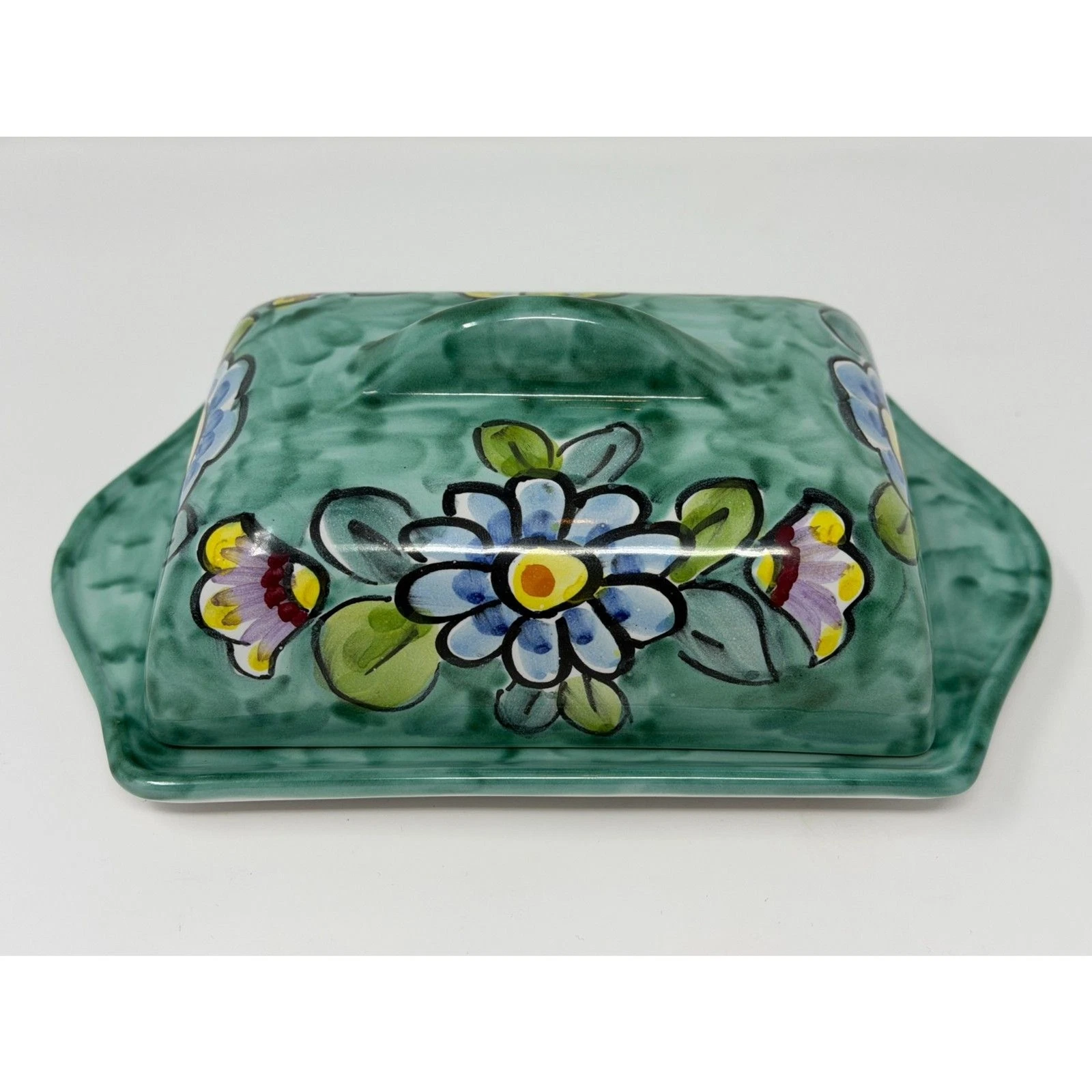 Sorrento Italian Ceramic Floral Painted Butter Dish