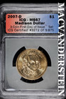 2007-D James Madison Dollar- ICG MS67- Lustrous- No Reserve #SLA682 — photo 1