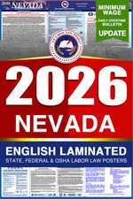 2026 Nevada NV LABOR LAW POSTER Federal  State English Laminated