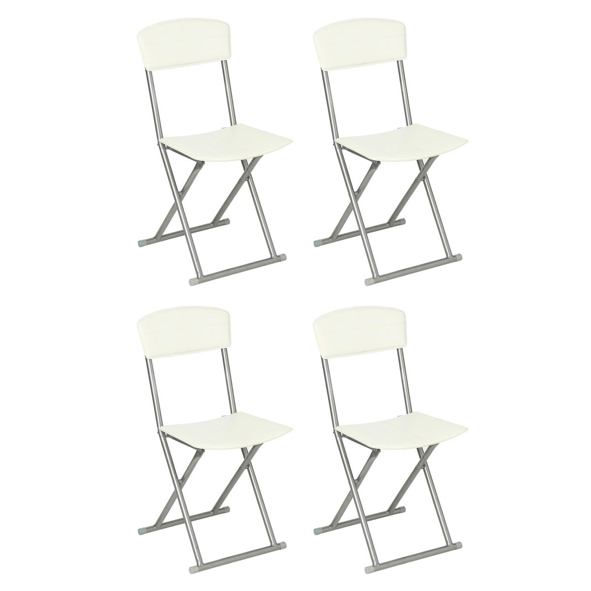 Chaises pliantes blanches gain de place lot de 4 assises de cuisine 83cm pliables