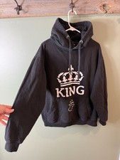 Pullover Hoodie KING Cotton Black w/White Gra...