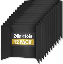Trifold Poster Board,12 Pack 24" X 16" Black Corrugated Poster Boards,Display Bo
