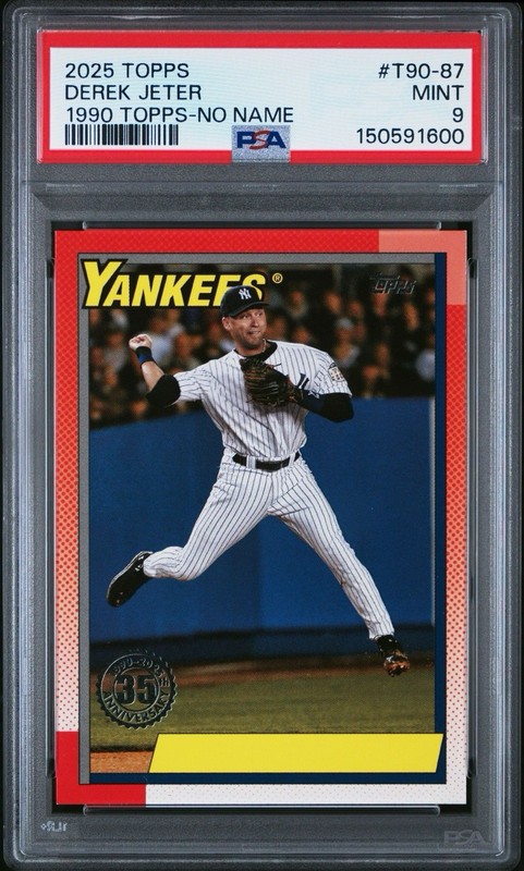 2025 Topps Derek Jeter 1990 Baseball 35th Anniversary No Name /35 PSA 9 MINT
