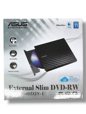 ASUS SDRW-08D2S-U External Slim DVD-RW USB 2.0 Optical Drive Black