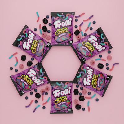 6x Bags Trolli Sour Brite Crawlers Very Berry Chewy Gummy Worms Candy | 5oz