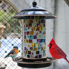 elfonsol Solar Bird Feeder for Outdoor Hanging - Small Bird Seedes Feeder wit...