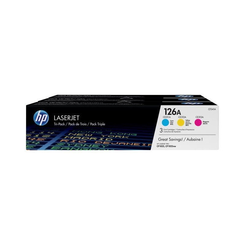 HP 126A toner trois couleurs authentiques CF341A pour des impressions sans bavure