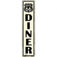 Route 66 Diner Metal Retro Sign 18x4 Kitchen Garage Man Cave Bar Wall Decor